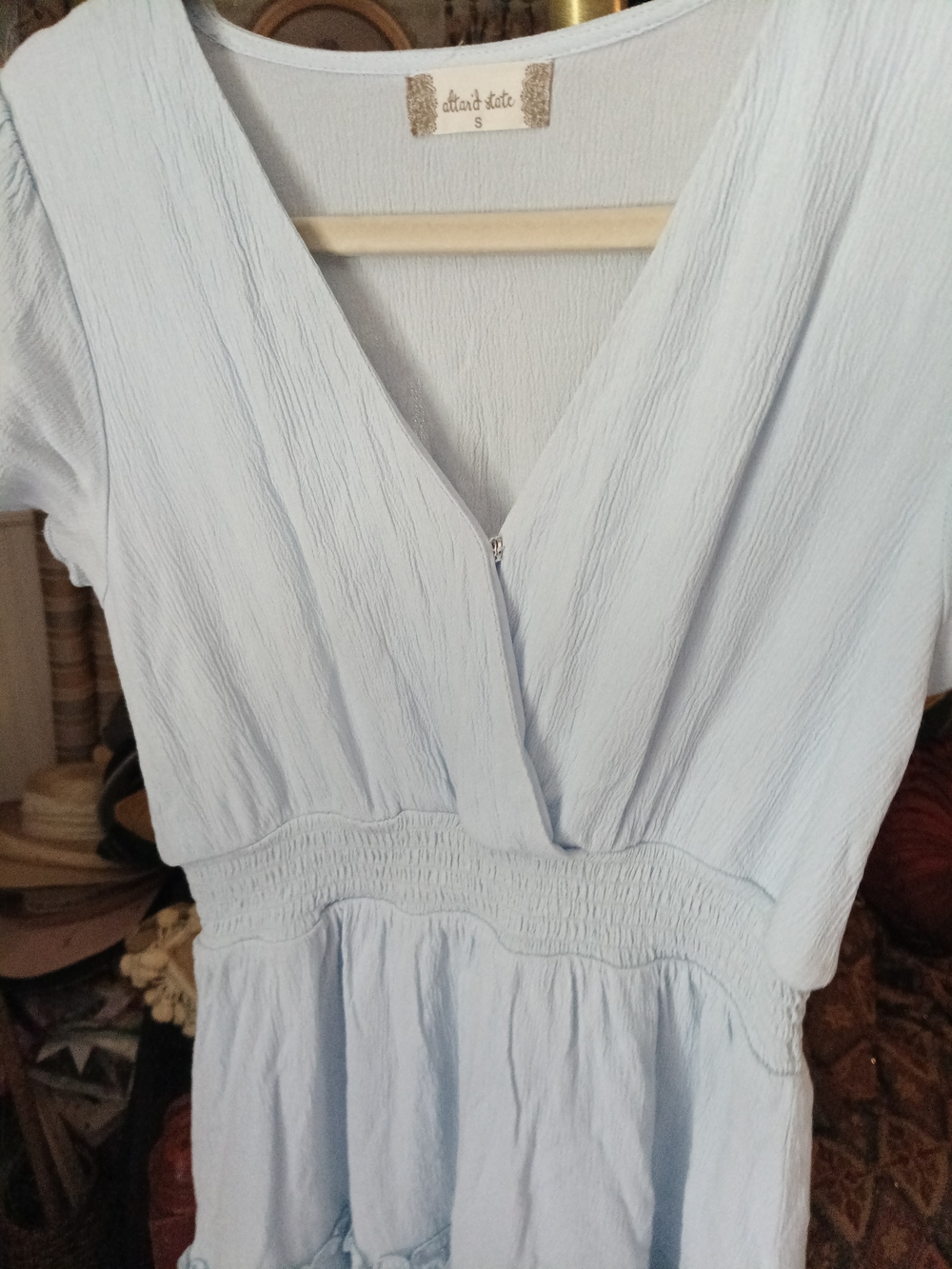 Altar'd State Light Blue Ruffle Wrap Mini Dress - Picture 7 of 8